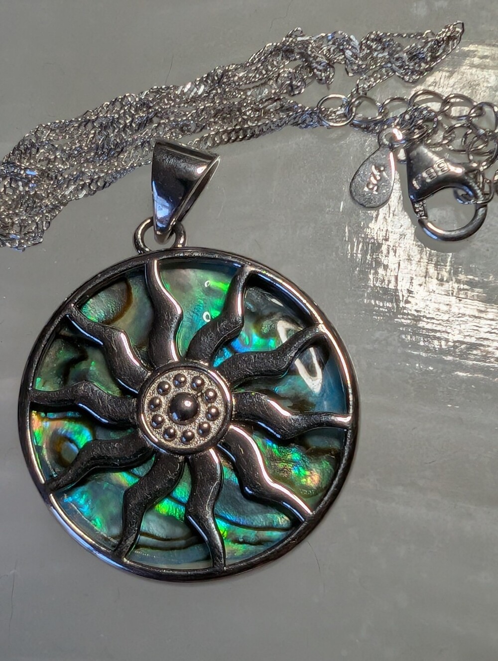 JTV Abalone and Mother Of Pearl Sterling Silver Pendant